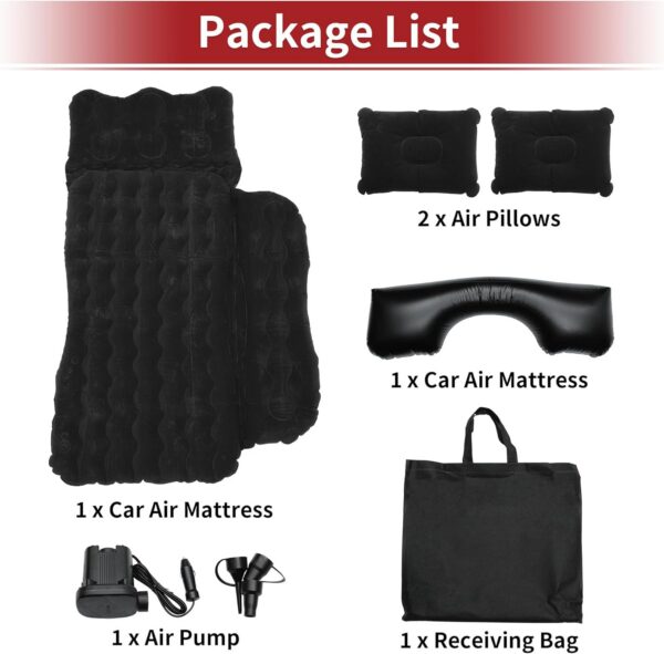 5eb1391046a43727 ACROPIX Inflatable SUV Truck Car Air Mattress Back Seat Camping Bed Thickened Car Sleeping Pad for Travel Car Bed SUV Mattress with Car Air Pump and Pillows Black