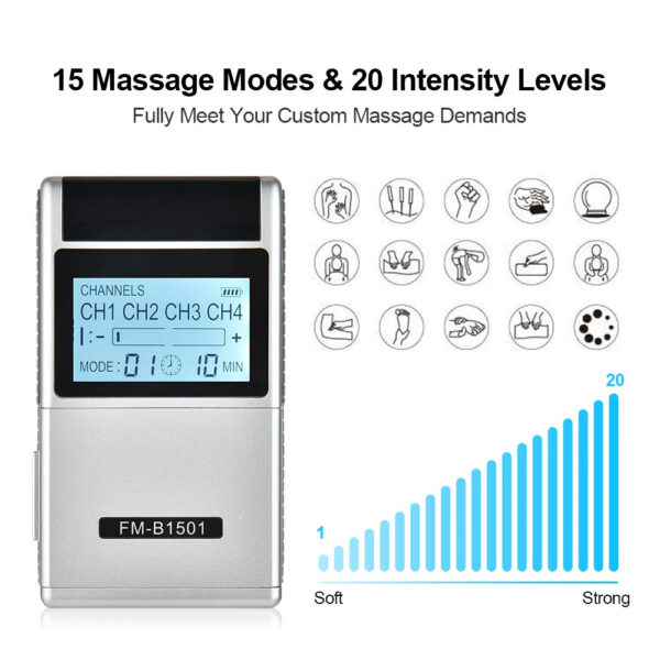 5ec1fc35a7904876 15 Modes EMS Electric Muscle Stimulator TENS Physiotherapy Pulse Full Body Massager Machine Pain Relief Health Care Device