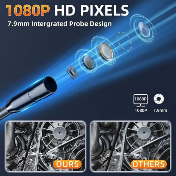 Industrial Endoscope 8mm HD1080P 4.3inch IPS Screen 1080P Pipe Inspection Camera for Car Repair IP67 Waterproof 8 LEDS