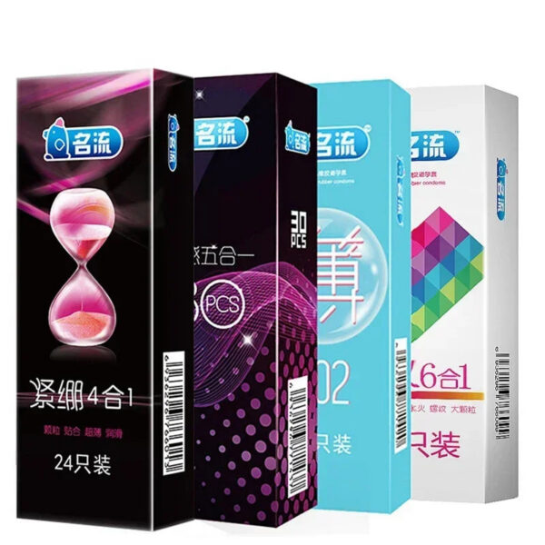 5ecb0ff49c53a768 30/24 Pcs 4 Types Condoms Natural Latex Adult Safer Super Lubricated Ultra Thin Penis Sleeve Contraception for Men Sex Toys