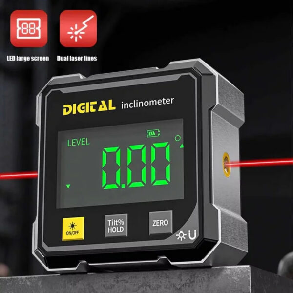 5ede164c61ccc42b NEW 4-Side Magnetic Digital Angle Gauge With Laser Electronic Protractor Horizontometer Inclinometer Angle Ruler Slope Measuring