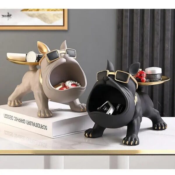 5edfe0b155ac40dc VIKAMA Bulldog Storage Ornaments Entrance Door Key Candy Tray Nordic Style Personalized Home Decor