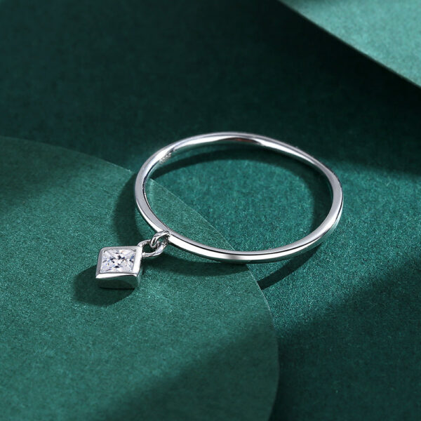 5ee12385e04128bb NEW Simple Geometric Rhombus Couple Ring For Women Small Diamond Crystal Genuine Sterling Sier Anniversary Gift Jewelry