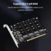 5ef1ce07075bd853 4 Port M.2 NVME SSD To PCIE X16 Adapter Converter Support 2230/2242/2260/2280 Host Controller Expansion Card LED Indicator