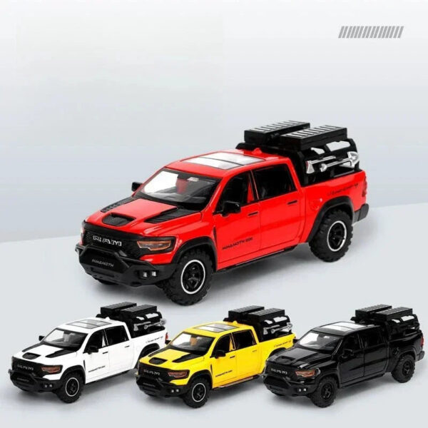 1:32 Dodge RAM Mammoth Pickup Truck Off Road Alloy Model Sound & Light Pull Back Collection Gift For Boys Children Kid