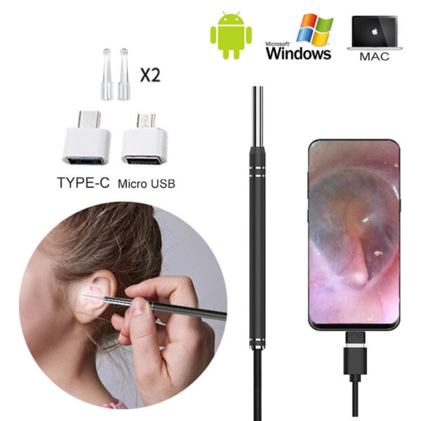Smart Cleaner Endoscope Spoon Camera Ear Picker Cleaning Wax Removal Visual Earpick Wifi Mouth Nose Otoscope Support Android
