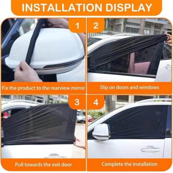 2pcs Front Sunshade, Breathable Mesh Window Screen Streched up to 40", for C