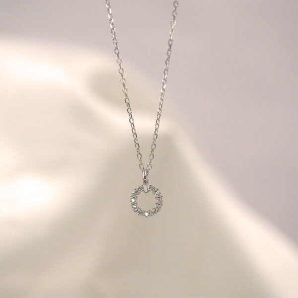 Sterling Sier Necklace Flash Diamond Geometric Double Circle Pendant Female Fashion Clavicle Chain Birthday Gift Jewelry