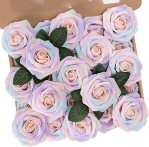 5f5c43d7e0b315a7 N&T NIETING Artificial Flowers, 25Pcs Fake Flowers Roses Perfect for DIY Wedding Bouquets Centerpieces Bridal Shower Party Home Flower Arrangement Decorations, Rainbow Color