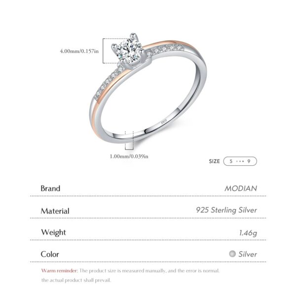 5f6ada6975c8eae9 MODIAN 925 Sterling Silver Classic Wedding Elegant Ring Rose Gold Color Line Unique Metallic Contrast Design Jewelry For Women