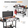 ROVSUN 2 Burner Outdoor Propane Gas Stove with Auto-ignition, Regulator & Shelf, 150,000 BTU Powerful Stand Cooker for Backyard Patio Cooking Home Brewing Canning Turkey Frying