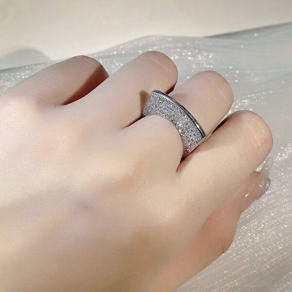 Sterling Sier Personality Irregular Hollow Out Diamond Ring Ladies Bar Party Jewelry Gift