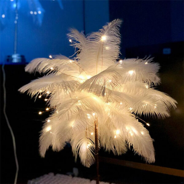5fae1f7c39d427dc LED Feather Table Lamp Night Light USB Operated Remote Control Bedside Lamps For Home Living Room Bedroom Wedding Party Decor
