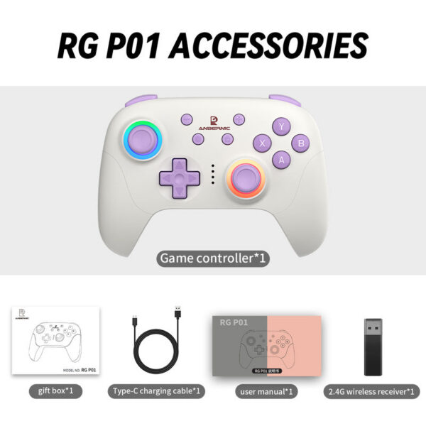 5fb6bd4104cf832a ANBERNIC RG P01 RGP01 Gamepad Wired Wireless Bluetooth RGB Hall Effect Joystick XBOX Game Controller for PC Android IOS Steam
