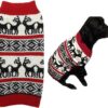 5fb7b0ba366e3b6d White Embroidery Snowflake Ugly Vintage Knit Reindeer Holiday Festive Christmas Dog Sweater Dress for Puppy,X-Small (XS) Size Back Length 9"