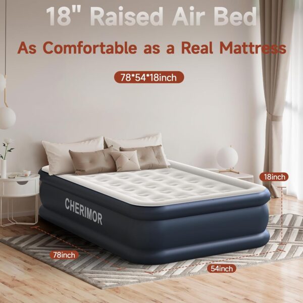 5fbd87cbed8d8de8 Air Mattress, 18" Raised Full Size Self Inflatable Blow Up Mattress with Built in Pump, Thick Comfort Air Bed with Carry Bag for Camping, Guests & Home, 600lb Capacity Colchon Inflable