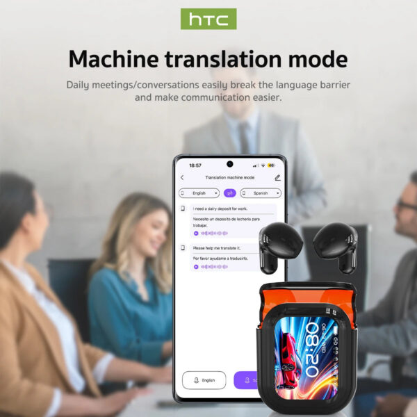 5fcb67e4fd4c215a Translator HTC NE20 New Bluetooth 6.0 Wireless Headphones Translation Earphones IPX4 Waterproof Rating Long Battery Life