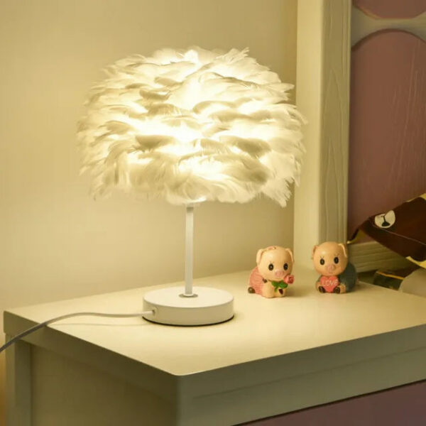 5ff981b0e5bf7d01 LED Nordic Style Romantic Bedside Lamp Wedding Goose Feather Table Light Living Room Bedroom Hotel Decoration