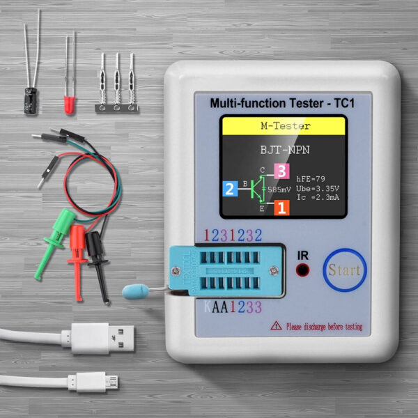 600729d3c58ad10c LCR TC1 1.8 Inch TFT LCD Display Multimeter Transistor Tester Diode Triode Capacitor Resistor Test Meter