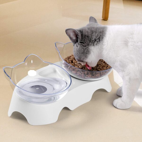 MILIFUN Cat Bowls, Cat Food Bowls Elevated Tilted, Anti Vomiting Kitty Bowls for Puppy and Bunny, Orthopedic Cat Bowls for Indoor Cats. (Pink)