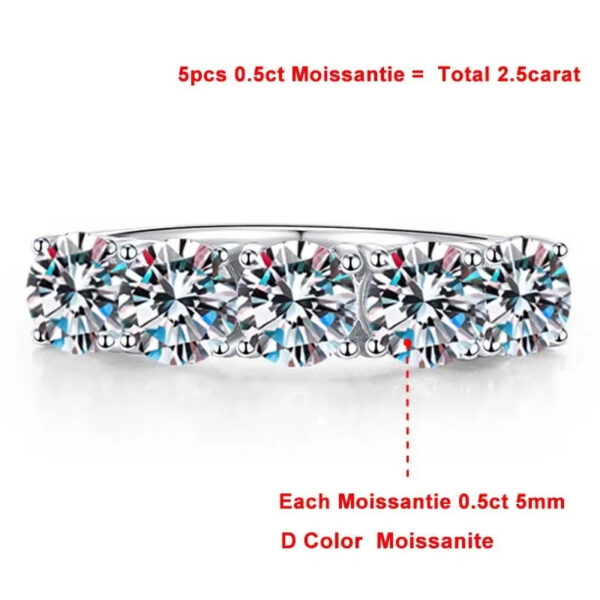 6052fe2947d4a908 NeeTim 5mm 6.5mm Full Moissanite Ring for Women S Sterling Sier Eternity Sparkling Diamond Band Wedding Rings Jewelry GRA
