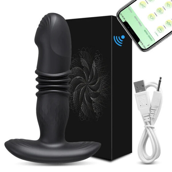 60540db7a8dc942e Male Thrusting Prostate Massager Bluetooth APP Vibrator Men Gay Anal Wireless Remote Butt Plug Sex Toy for Couples