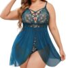 Avidlove Plus Size Babydoll Womens Snap Crotch Lingerie V Neck Lace Nighty Sleepwear L-5XL