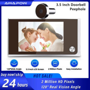 Awapow 3.5 Inch Doorbell Peephole Viewer Digital Door Camera 120° LCD 2 Million HD Pixels Cat Eye Door Bell Outdoor Monitor