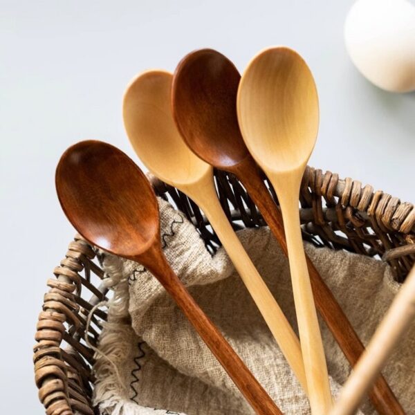 60a21fd1b96cd42d 6pcs Nanmu Wooden Japanese Style Spoon Utensils for Tableware Cutlery Set Festival Kitchen Dinnerware Gift