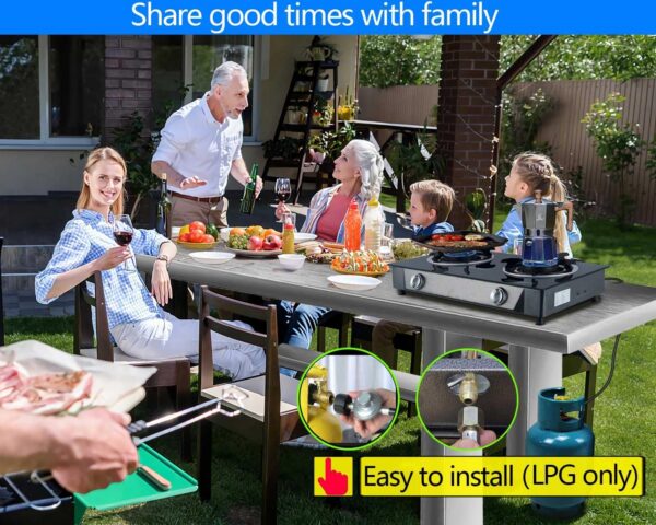 60a3c8852150e85c Propane Stove 2 Burner Gas Stove Auto Ignition 26000 BTU Tempered Glass Propane Burner LPG with CSA Hose for Outdoor Cooking, Emergency