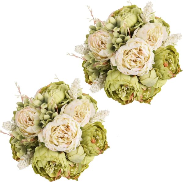 Artificial Peonies Silk Flowers, Faux Peony Bouquet 4 Bundles Florals Arrangements Decor for Farmhouse Home Boho Wedding Table Centerpiece, Fake Plastic Flowers Bulk for Vase Decoration (Pink Purple)