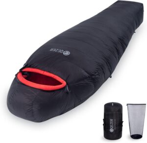 QEZER Winter Sleeping Bag for Adults,Lightweight Down Sleeping Bag [1260g/1560g ] 0°C bis -20°C for 4 Season Backpacking,Hiking,Camping and Mountaineering Outdoor with 660 FP Duck Down