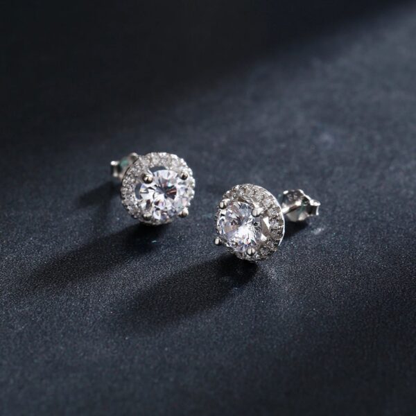 Modian Real 925 Sterling Silver Luxury Simple Cubic Zirconia Stud Earrings for Women Round CZ Wedding Statement Jewelry Gifts