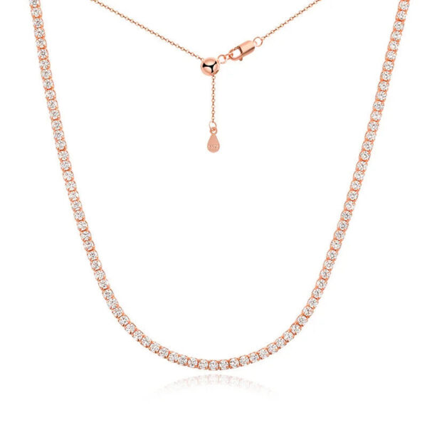 611ab6ea3394b4ce 2mm Moissanite Tennis Necklace For Women S925 Silver Plated 18K Gold Sparking Rhinestone Choker Chain Wedding Jewelry Adjustable