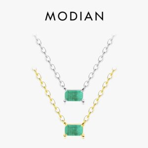612351f7a1a2165b Modian Authentic 925 Sterling Silver Green Tourmaline Necklace Pendant for Women Fashion Bijoux Wedding Statement Jewelry Gifts
