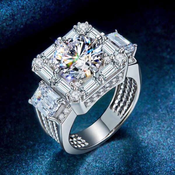 6131f021b43446e8 HOYON Moissanite T Square White Gold Colored Diamond Style Full of 5 Carat Aggressive Men's Ring Party
