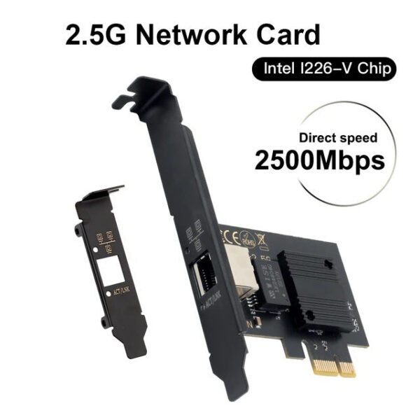614ecf61842126cf 2500Mbps Pcie To RJ45 Intel I226 2.5G Gigabit Ethernet Dual Ports 100/1000/2500Mbps Network Card For Desktop