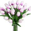 6158cd670d2df04d IPOPU Real Touch Purple Tulips 24PCS Artificial Flowers for Decoraion Fake Tulips Light Purple Flowers Floral Arrangements Artificial Faux Tulips Decor for Table Home Kitchen Decor (Light Purple)
