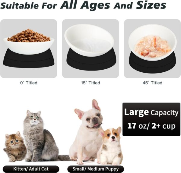615a42849c351da5 2Pcs Cat Bowls Elevated Cat Food Bowl Adjustable Cat Dish Anti-Slip and Anti-Noise Raised Cat Bowl Protecting Pet’s Spine Thickened Plastic Bowl Suitable for Indoor Cats, 17 Oz