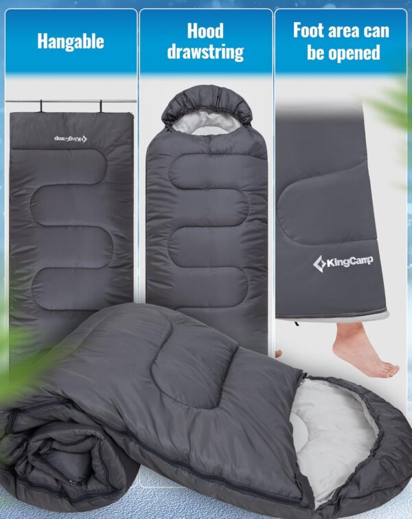 615ca8108ef5ce8c KingCamp Sleeping Bag 3 Season- Lightweight Waterproof Camping Sleeping Bag Indoor & Outdoor Use for Adults Kids for Hiking Backpacking and Camping with Compression Sack