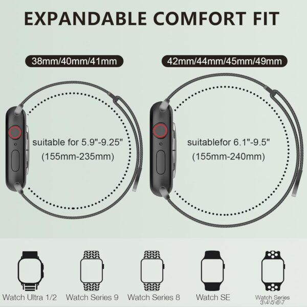Marge Plus for Apple Watch Band Series Ultra 8 7 6 5 4 3 2 1 SE 38mm 40mm 41mm 42mm 44mm 45mm 49mm Women and Men, Stainless Steel Mesh Loop Magnetic Clasp Replacement for iWatch Bands