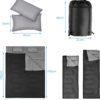 COSTWAY Double Sleeping Bag, Extra Large - 220 x 150 cm - Converts into 2 Singles, Waterproof Sleeping Bag with Free Pillows and Carrying Bag for Camping, Hiking