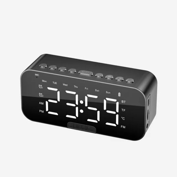 61686a55ad0315aa 1pc LED Digital Alarm Clock with Bluetooth ,Speaker Mirror Bedroom Office Decor Table Screen Temperature FM Radio
