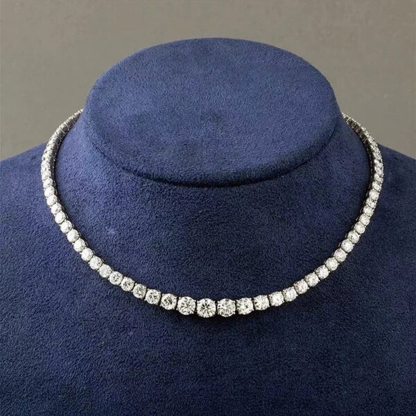 6185b22825ec5d26 Full Moissanite Tennis for Women Sterling Sier Plated Gold Diamond Choker Necklace with GRA Certificate