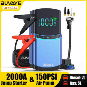 61a78f9caf692d1c BUVAYE 4 in 1 Car Jump Air 150PSI Tyre Compressor Starter Device 10000mAh Power bank Digital Iatable Pump