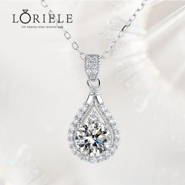 LORIELE 100% Real Moissanite Necklace Women Vvs Round Cut Diamond Pendant for Girlfriend Jewelry S Sterling Sier Gra