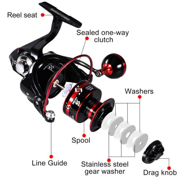 61bf1eb8b8d69dd8 Sougayilang 12+1BB Spinning Reel High Strength Aluminum Spool Max Drag 16kg Free Gift 500m Fishing e Pesca