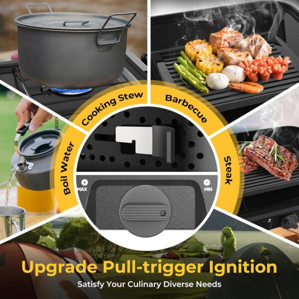 61c312264c066d23 2 Burner Portable Camping Stove Propane, Folding Propane Stove for Camping, Camp Stove with 17,000 BTU,Two Adjustable Burners Gas Camping Stove with Carrying Bag for Outdoor Cooking,BBQ