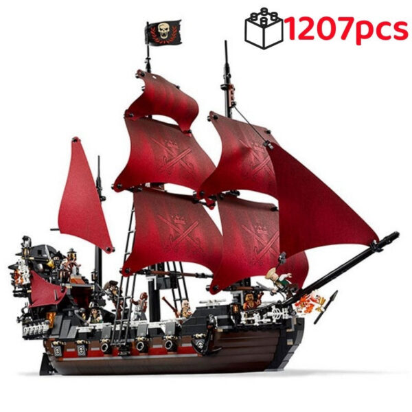 61cdd53ec6e602c4 Pirates Of The Caribbean Ship Queen's Revenge Warship Black Pearl Sailboat Building Block Bricks MOC 4195 Assembly Toys Kid Gift
