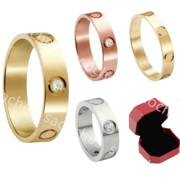 61e63fe185cd05b2 Designer Rings Women Love Gold for Men Diamond Moissanite Sterling Ring Sier Jewelry Screw Couple G34a#